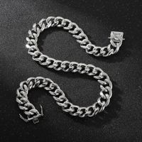 Independent Station Foreign Trade Supply One Piece Dropshipping European And American Fashion Rock Thick Type Titanium Steel Men's Cuban Bracelet Necklace main image 4