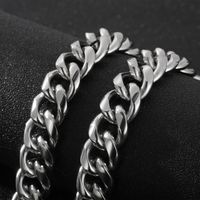 Independent Station Foreign Trade Supply One Piece Dropshipping European And American Fashion Rock Thick Type Titanium Steel Men's Cuban Bracelet Necklace main image 9