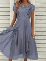 Women's Regular Dress Fashion Round Neck Sequins Patchwork Short Sleeve Printing Maxi Long Dress Daily main image 4