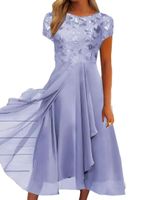 Women's Regular Dress Fashion Round Neck Sequins Patchwork Short Sleeve Printing Maxi Long Dress Daily main image 6