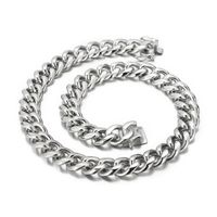 Independent Station Foreign Trade Supply One Piece Dropshipping European And American Fashion Rock Thick Type Titanium Steel Men's Cuban Bracelet Necklace sku image 1