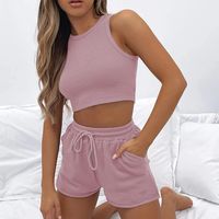 Women's Fashion Streetwear Solid Color Polyester Pocket Shorts Sets main image 3