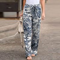 Women's Street British Style Solid Color Full Length Printing Casual Pants Straight Pants main image 1