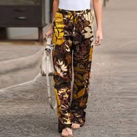 Women's Street British Style Solid Color Full Length Printing Casual Pants Straight Pants main image 2