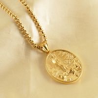 304 Stainless Steel 18K Gold Plated Fashion Plating Three-dimensional Portrait Titanium Steel Pendant Necklace main image 3