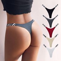 Solid Color Anti-seam Invisible Patchwork Low Waist Thong Panties main image 2