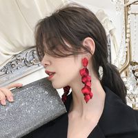 1 Pair Elegant Petal Alloy Plastic Women's Drop Earrings main image 5
