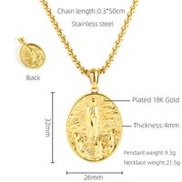 304 Stainless Steel 18K Gold Plated Fashion Plating Three-dimensional Portrait Titanium Steel Pendant Necklace sku image 1