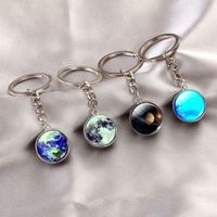 1 Piece Fashion Round Earth Galaxy Artificial Crystal Alloy Unisex Bag Pendant Keychain main image 1