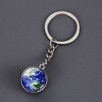 1 Piece Fashion Round Earth Galaxy Artificial Crystal Alloy Unisex Bag Pendant Keychain sku image 2