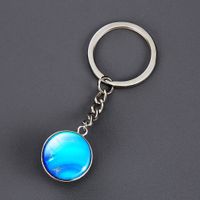1 Piece Fashion Round Earth Galaxy Artificial Crystal Alloy Unisex Bag Pendant Keychain sku image 3
