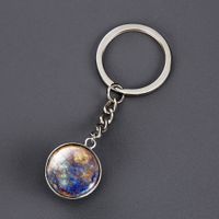 1 Piece Fashion Round Earth Galaxy Artificial Crystal Alloy Unisex Bag Pendant Keychain sku image 6