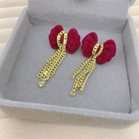 1 Pair Retro Heart Shape Flower Bow Knot Alloy Inlay Artificial Pearls Rhinestones Women's Earrings main image 4