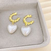 1 Pair Retro Heart Shape Flower Bow Knot Alloy Inlay Artificial Pearls Rhinestones Women's Earrings sku image 5