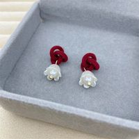1 Pair Retro Heart Shape Flower Bow Knot Alloy Inlay Artificial Pearls Rhinestones Women's Earrings sku image 36