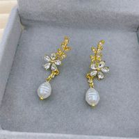1 Pair Retro Heart Shape Flower Bow Knot Alloy Inlay Artificial Pearls Rhinestones Women's Earrings sku image 55