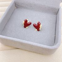 1 Pair Retro Heart Shape Flower Bow Knot Alloy Inlay Artificial Pearls Rhinestones Women's Earrings sku image 22