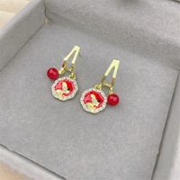 1 Pair Retro Heart Shape Flower Bow Knot Alloy Inlay Artificial Pearls Rhinestones Women's Earrings sku image 44