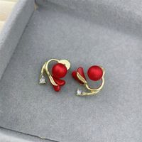 1 Pair Retro Heart Shape Flower Bow Knot Alloy Inlay Artificial Pearls Rhinestones Women's Earrings sku image 37