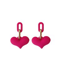 1 Pair Simple Style Heart Shape Alloy Stoving Varnish 14k Gold Plated Women's Earrings main image 4