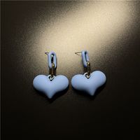 1 Pair Simple Style Heart Shape Alloy Stoving Varnish 14k Gold Plated Women's Earrings sku image 3