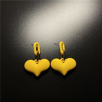 1 Pair Simple Style Heart Shape Alloy Stoving Varnish 14k Gold Plated Women's Earrings sku image 2