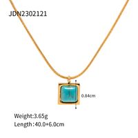 1 Piece Fashion Square Stainless Steel Plating Inlay Malachite Pendant Necklace main image 2