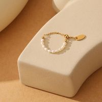 1 Piece Fashion Solid Color Pearl Beaded Women's Rings sku image 1