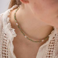 1 Stück Mode Runden Rostfreier Stahl Ein Naturstein Süßwasserperle Perlen Überzug Halskette main image 6
