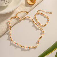1 Piece Fashion Multicolor Stainless Steel Natural Stone Freshwater Pearl Beaded Plating Bracelets main image 5