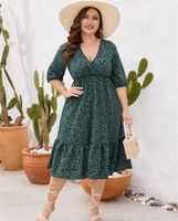 Sheath Dress Commute V Neck Half Sleeve Polka Dots Midi Dress Holiday sku image 1