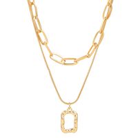 1 Piece Retro Square Alloy Plating 14k Gold Plated Women's Layered Necklaces sku image 2
