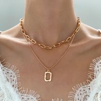 1 Piece Retro Square Alloy Plating 14k Gold Plated Women's Layered Necklaces main image 6