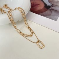 1 Piece Retro Square Alloy Plating 14k Gold Plated Women's Layered Necklaces main image 3