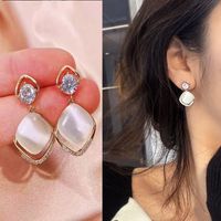 1 Pair Fashion Letter Square Heart Shape Inlay Imitation Pearl Alloy Artificial Gemstones Earrings sku image 63
