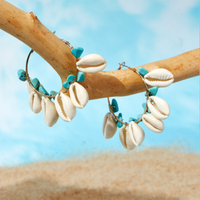 1 Pair Vacation Irregular Shell Shell Ferroalloy Inlay Turquoise Women's Earrings main image 3