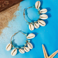 1 Pair Vacation Irregular Shell Shell Ferroalloy Inlay Turquoise Women's Earrings main image 2