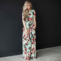 Women's Regular Dress Elegant Round Neck Printing Patchwork Short Sleeve Long Sleeve Flower Maxi Long Dress Daily main image 4