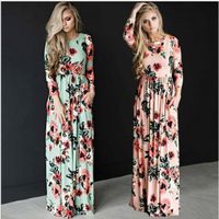Women's Regular Dress Elegant Round Neck Printing Patchwork Short Sleeve Long Sleeve Flower Maxi Long Dress Daily main image 1