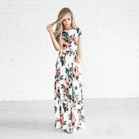 Women's Regular Dress Elegant Round Neck Printing Patchwork Short Sleeve Long Sleeve Flower Maxi Long Dress Daily main image 2