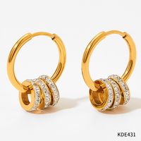 1 Pair Fashion Solid Color Stainless Steel Inlay Rhinestones Earrings sku image 3