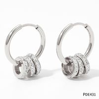 1 Pair Fashion Solid Color Stainless Steel Inlay Rhinestones Earrings sku image 4