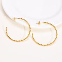 1 Pair Simple Style C Shape Twist Plating 304 Stainless Steel Gold Plated Ear Studs main image 1