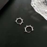 1 Pair Simple Style Round Titanium Steel Plating Earrings sku image 1