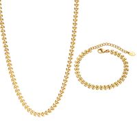 201 Edelstahl Vergoldet Mode Überzug Geometrisch Armbänder Halskette main image 1