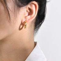 1 Pair Retro C Shape Plating 201 Stainless Steel Gold Plated Ear Studs main image 3