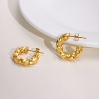 1 Pair Retro C Shape Plating 201 Stainless Steel Gold Plated Ear Studs main image 6