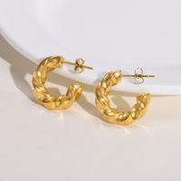 1 Pair Retro C Shape Plating 201 Stainless Steel Gold Plated Ear Studs main image 4