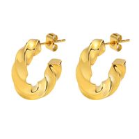 1 Pair Retro C Shape Plating 201 Stainless Steel Gold Plated Ear Studs main image 5
