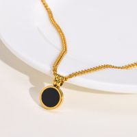 201 Stainless Steel Gold Plated Fashion Inlay Round Agate Pendant Necklace main image 5